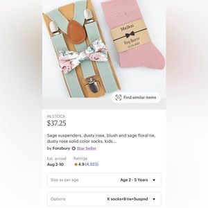 Ring bearer tie, socks & suspenders